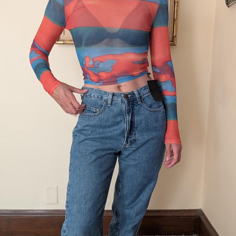NWT mesh abstract crop top